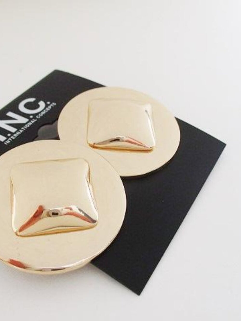 INC Gold Tone Oversized Geometric Statement Earrings NWT